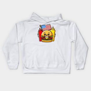 A Whimsical Tribute to American Culture in Cartoon Style T-Shirt Kids Hoodie